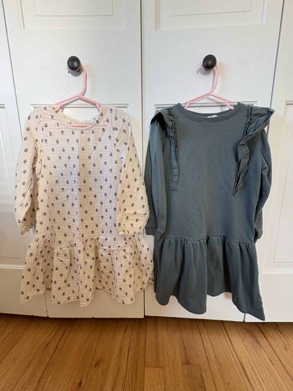 H&M Girls Long Sleeve Ruffle Hem Dresses